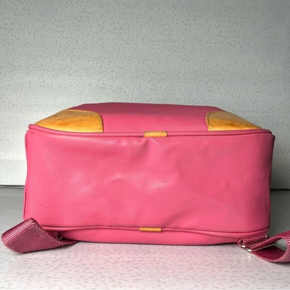 Jon Hart Pink Coated Canvas Genuine Leather Backpack Monogram Initials - Picture 11 of 15